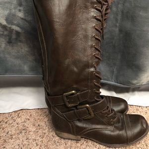 Dark brown lace up (zipper boots) size 7